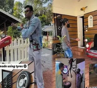 گھر کو کاروں اور موٹرسائیکلوں کے پرزہ جات سے سجانےوالا شہری