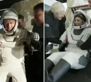 خلا میں پھنسےخلاباز 9 ماہ بعد واپس آگئے