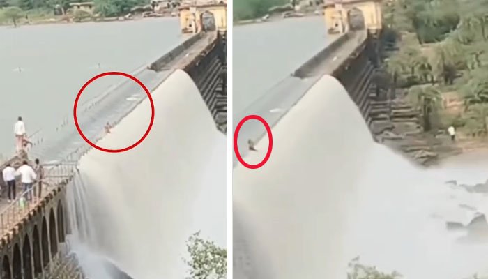 راجستھان میں ڈیم پر کرتب دکھاتے ہوئے شخص پانی میں بہہ گیا 1 راجستھان میں ڈیم پر کرتب دکھاتے ہوئے شخص پانی میں بہہ گیا