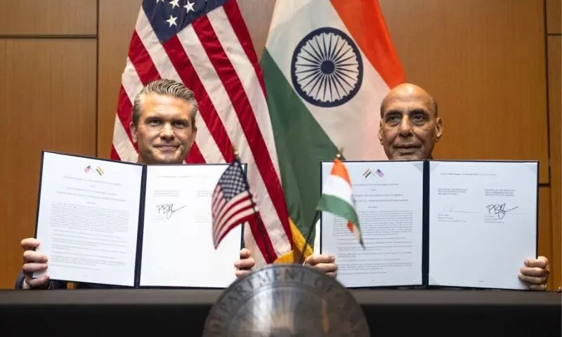 بھارت اور امریکا کے درمیان دفاعی تعاون کے لیے 10 سالہ معاہدہ