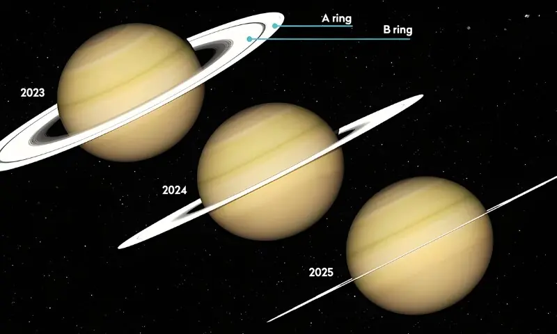 نایاب فلکیاتی منظر: زحل کے مشہور حلقے کنارے سے غائب