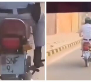 کراچی میں ٹریفک پولیس اہلکار کا ای چالان سے بچنے کا انوکھا طریقہ منظرِ عام پر