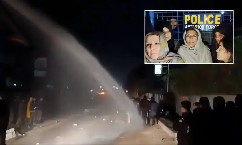 اڈیالہ جیل: ملاقات کی اجازت نہ ملنے پر پی ٹی آئی کا دھرنا، واٹر کینن کا استعمال 1 اڈیالہ جیل: ملاقات کی اجازت نہ ملنے پر پی ٹی آئی کا دھرنا، واٹر کینن کا استعمال