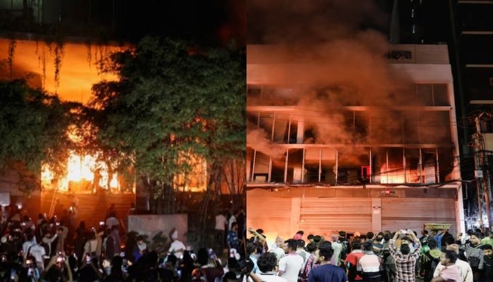 عثمان ہادی قتل: مظاہرین نے عوامی لیگ و میڈیا دفاتر کو نذر آتش کیا