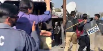 کراچی میں پی ٹی آئی کارکنان اور پولیس میں جھڑپیں، کئی گرفتار 5 کراچی میں پی ٹی آئی کارکنان اور پولیس میں جھڑپیں، کئی گرفتار