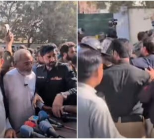 جماعت اسلامی کی پریس بریفنگ کے دوران ایم پی اے محمد فاروق سمیت کارکنان کی گرفتاری