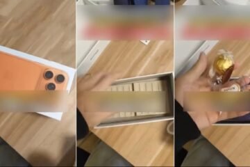 گرینڈ پرائز نکلا مذاق: آئی فون کے ڈبے سے ٹائلز برآمد