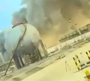 ایران کے مبینہ ڈرون حملے کے بعد سعودی آرامکو ریفائنری میں آگ