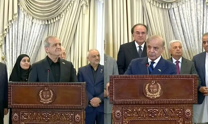 پاکستان ایران کے ساتھ کھڑا ہے، شہباز شریف کا مشترکہ پریس کانفرنس میں اظہارِ یکجہتی