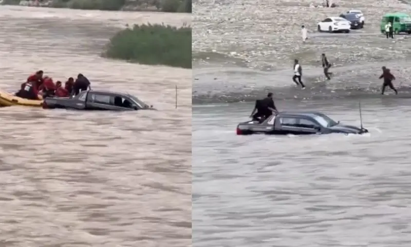 ناران: ٹک ٹاک ویڈیو کی کوشش میں دریا میں گاڑی لے جانے والے 4 افراد کے خلاف مقدمہ درج