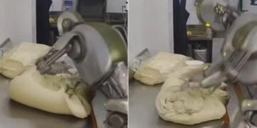 انسان نما روبوٹ کا آٹا گوندھنے کا انوکھا مظاہرہ، ویڈیو وائرل