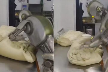 انسان نما روبوٹ کا آٹا گوندھنے کا انوکھا مظاہرہ، ویڈیو وائرل