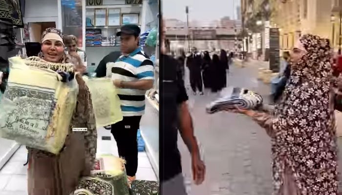 راکھی ساونت کی عمرے کے بعد مکہ میں جائے نماز تقسیم کرنے کی ویڈیو وائرل