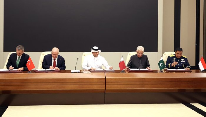 پاکستان، ترکیہ، قطر اور انڈونیشیا کے درمیان دفاعی تعاون کے معاہدے پر دستخط